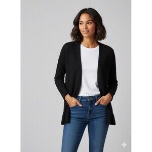 Cynthia Rowley Womens Open Front Cashmere Cardigan Size M Black Business Casual